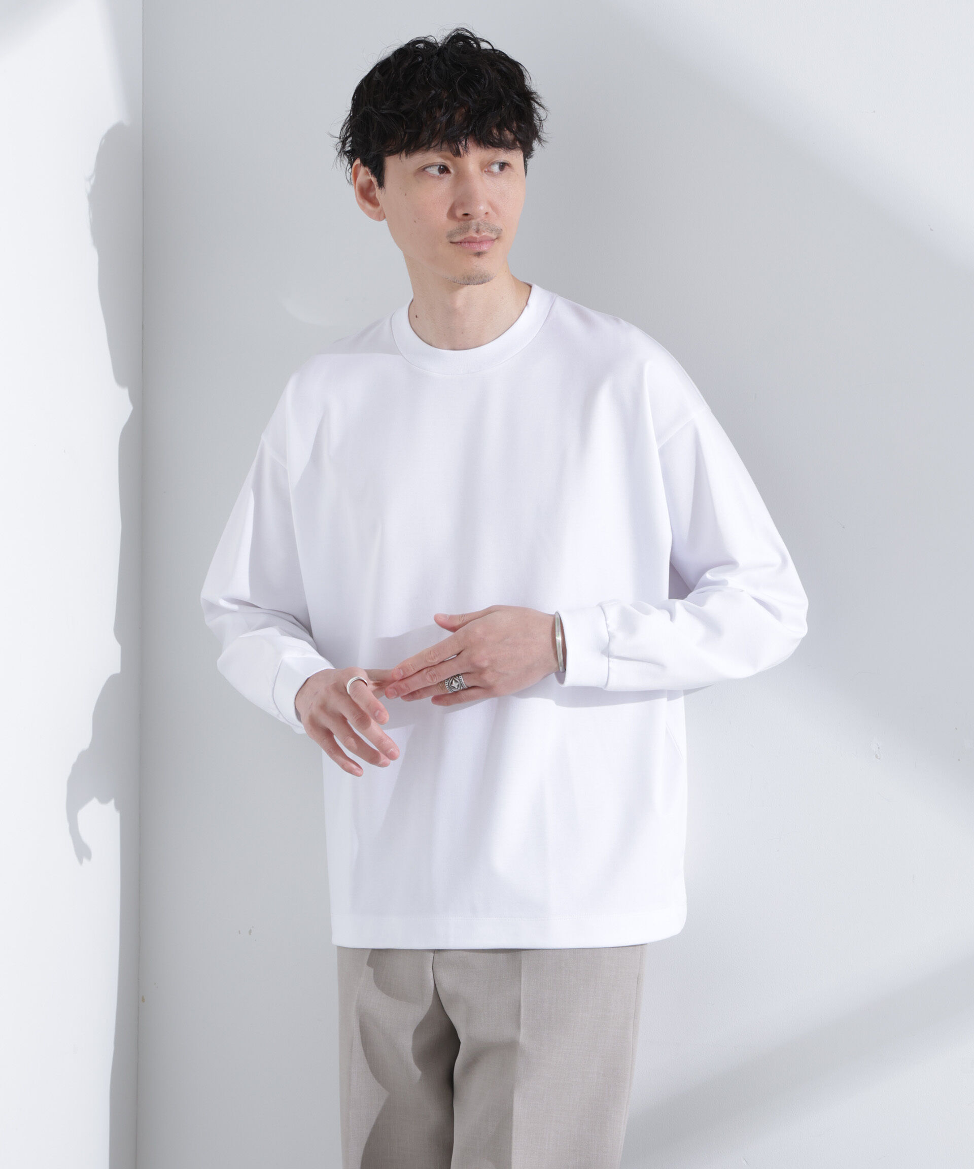 NANO universe「シルケットポンチロングスリーブバルーンTシャツ 長袖」|Tシャツ・カットソー|