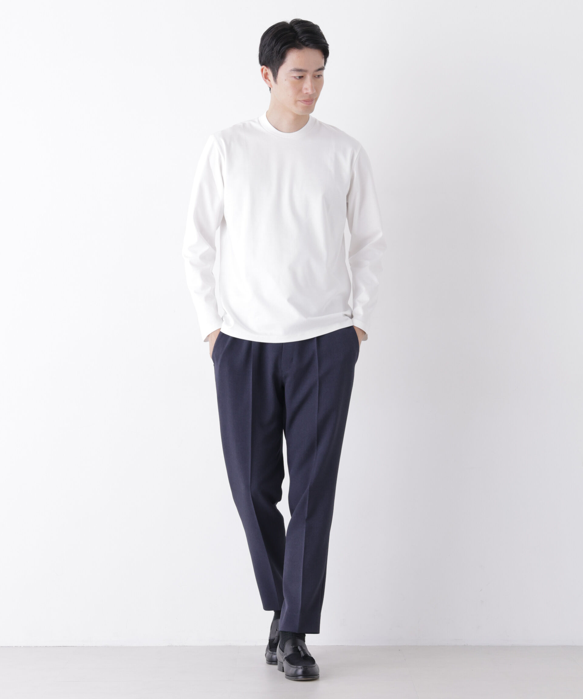 NANO universe「ジャケT(R) プレミアム クルーネック 長袖」|Tシャツ・カットソー|