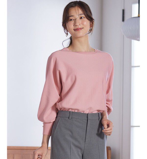 ANY SIS「【CICA加工・選べる9色展開】クルーネックバックスリット ニット」|ニット・セーター|ピンク