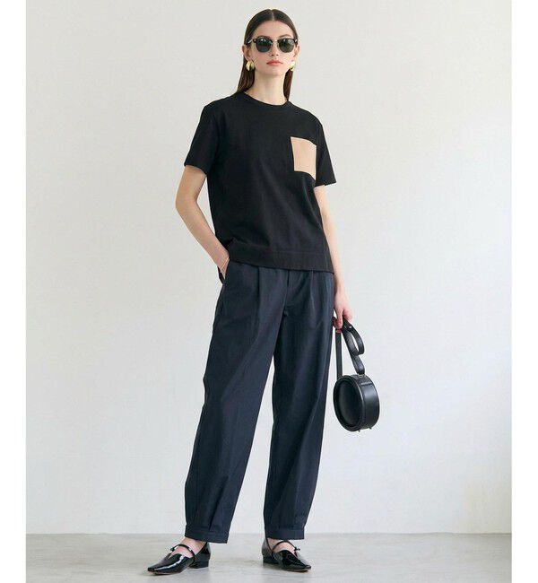 BEIGE,「【定番・再入荷】TORENIA / レザーポケットコットンクルーネックTシャツ」|Tシャツ・カットソー|