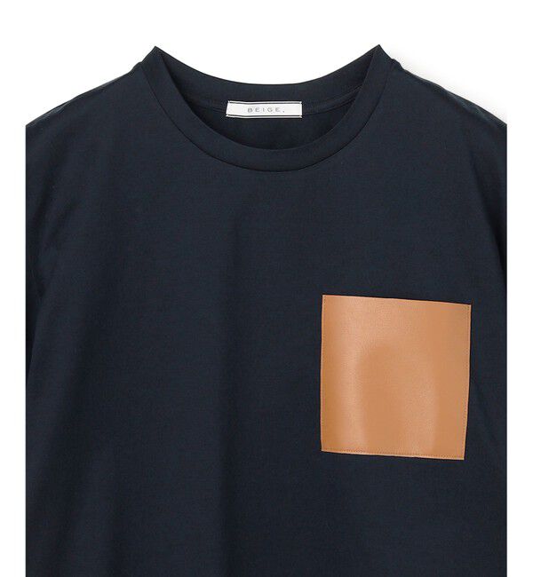 BEIGE,「【定番・再入荷】TORENIA / レザーポケットコットンクルーネックTシャツ」|Tシャツ・カットソー|
