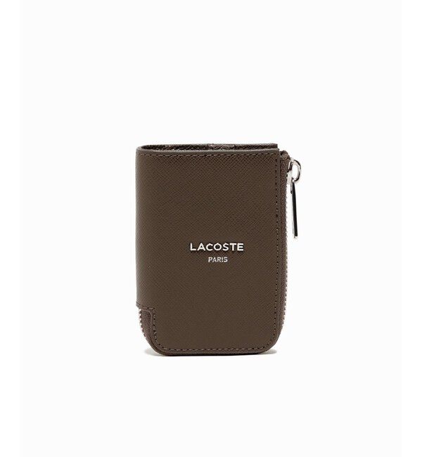 LACOSTE「エンボスレザーラウンドジップマルチキーケース」|キーケース|グレー