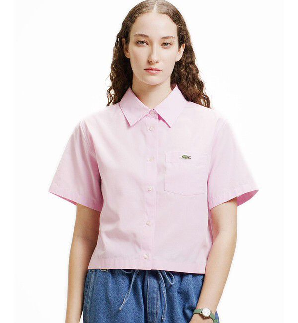 LACOSTE「ドライタッチ クロップ ハーフスリーブシャツ」|シャツ・ブラウス|ピンク