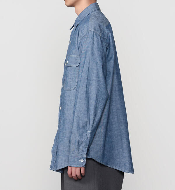  「orSlow | シャンブレー フラップポケットワークシャツ MEN」|シャツ・ブラウス|