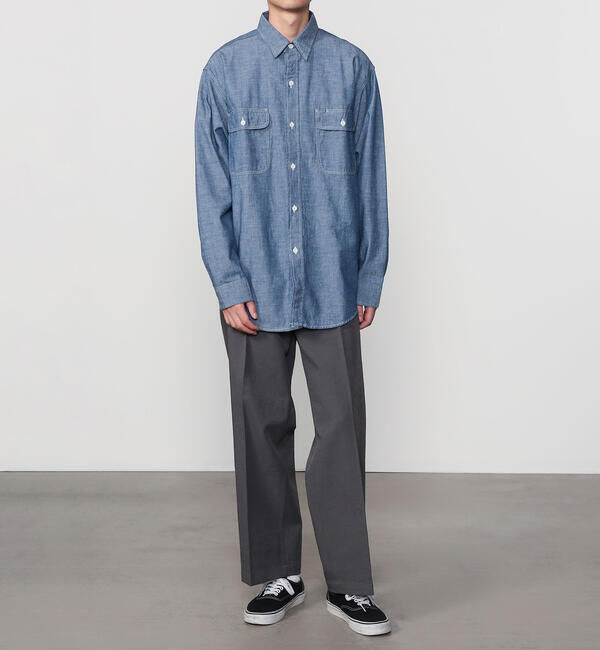  「orSlow | シャンブレー フラップポケットワークシャツ MEN」|シャツ・ブラウス|