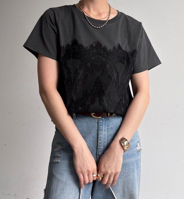  「レースドッキングTEE」|Tシャツ・カットソー|
