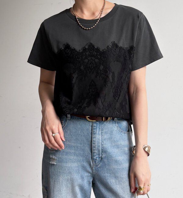  「レースドッキングTEE」|Tシャツ・カットソー|
