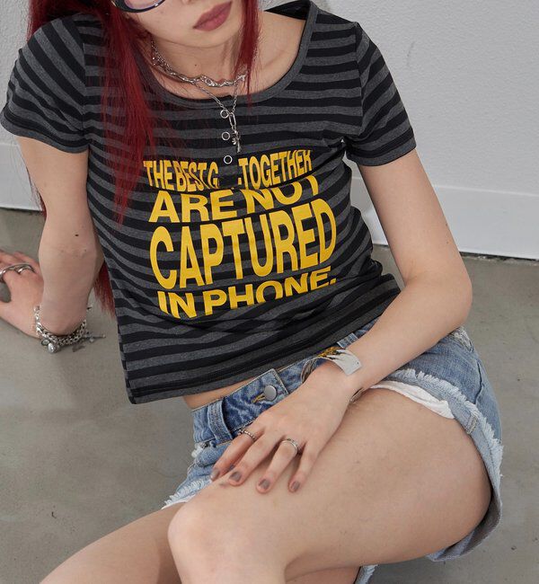  「リングドットヘンリーネックメッセージ TEE」|Tシャツ・カットソー|