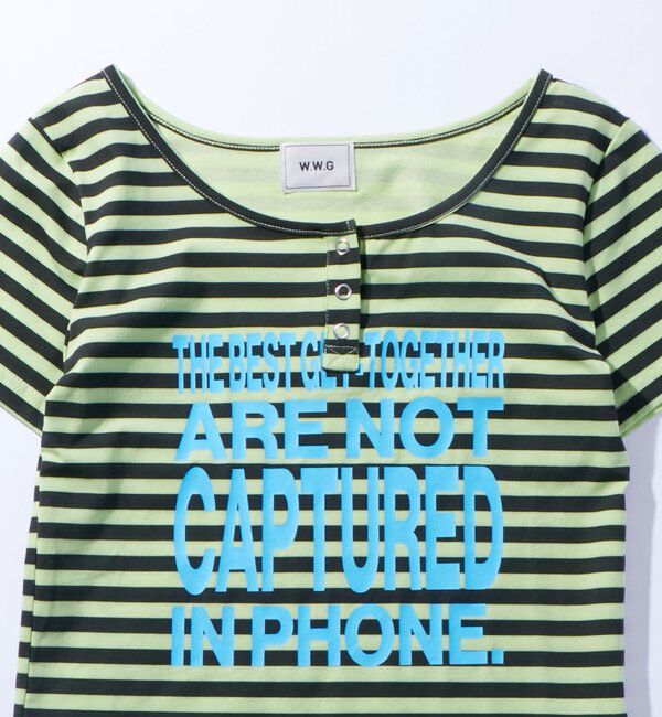  「リングドットヘンリーネックメッセージ TEE」|Tシャツ・カットソー|