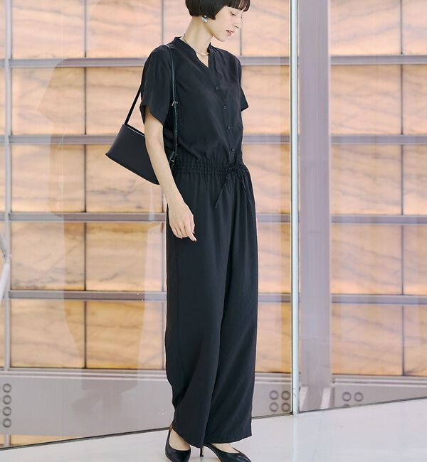 Rouge vif「【一部店舗 / WEB限定】Vネックレーヨンコンビネゾン / オールインワン /」|オールインワン|ブラック