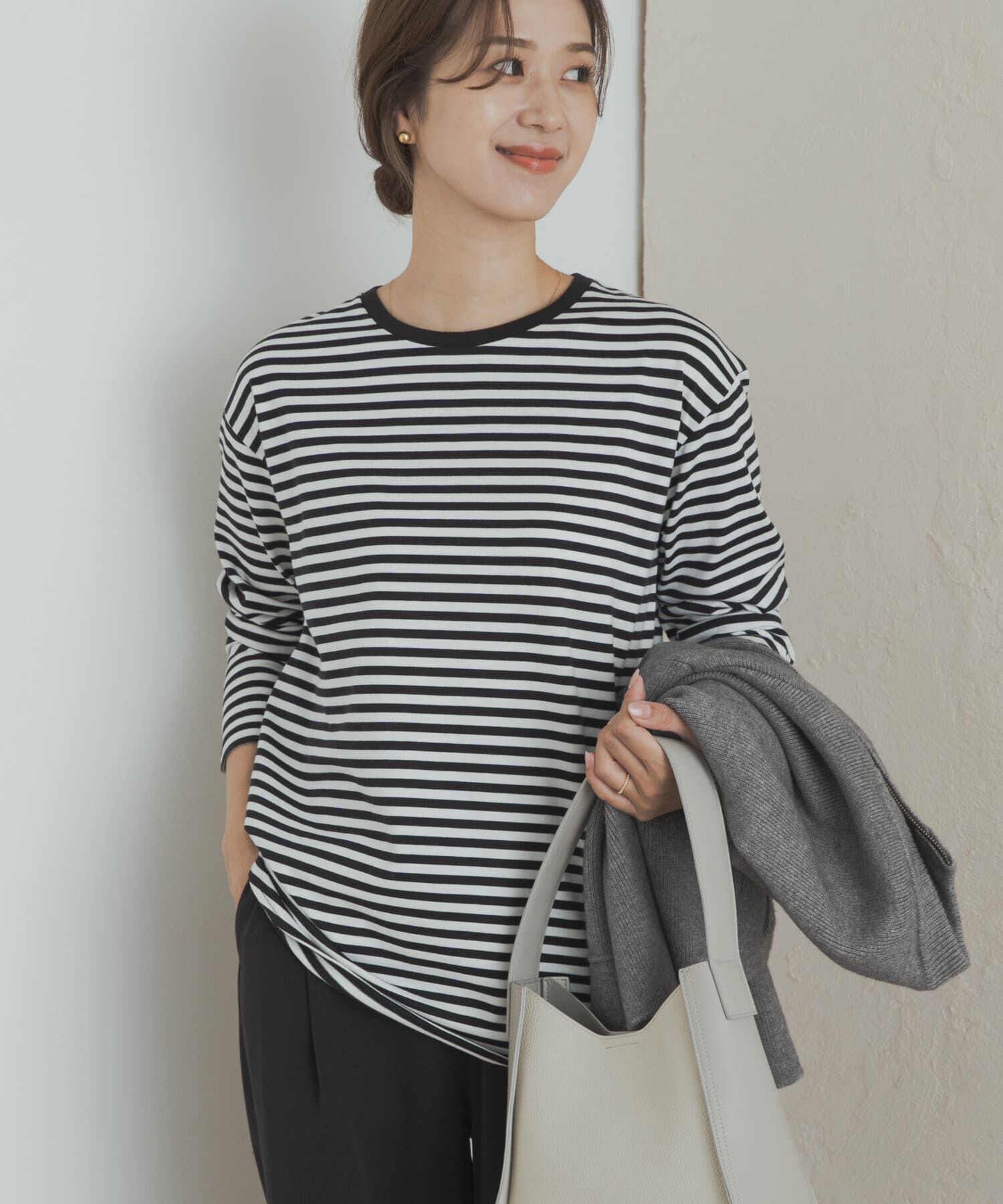 URBAN RESEARCH DOORS「コットンラウンドヘムカットソー」|Tシャツ・カットソー|