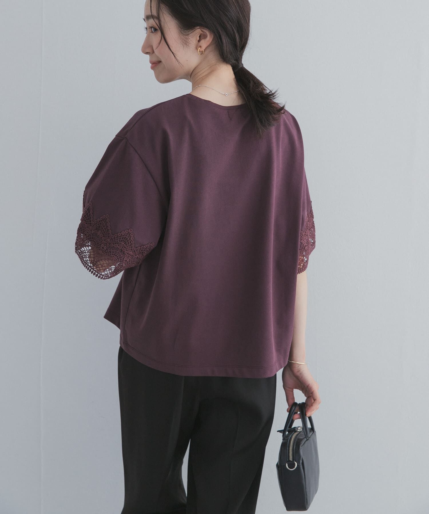 URBAN RESEARCH DOORS「レーススリーブTシャツ」|Tシャツ・カットソー|