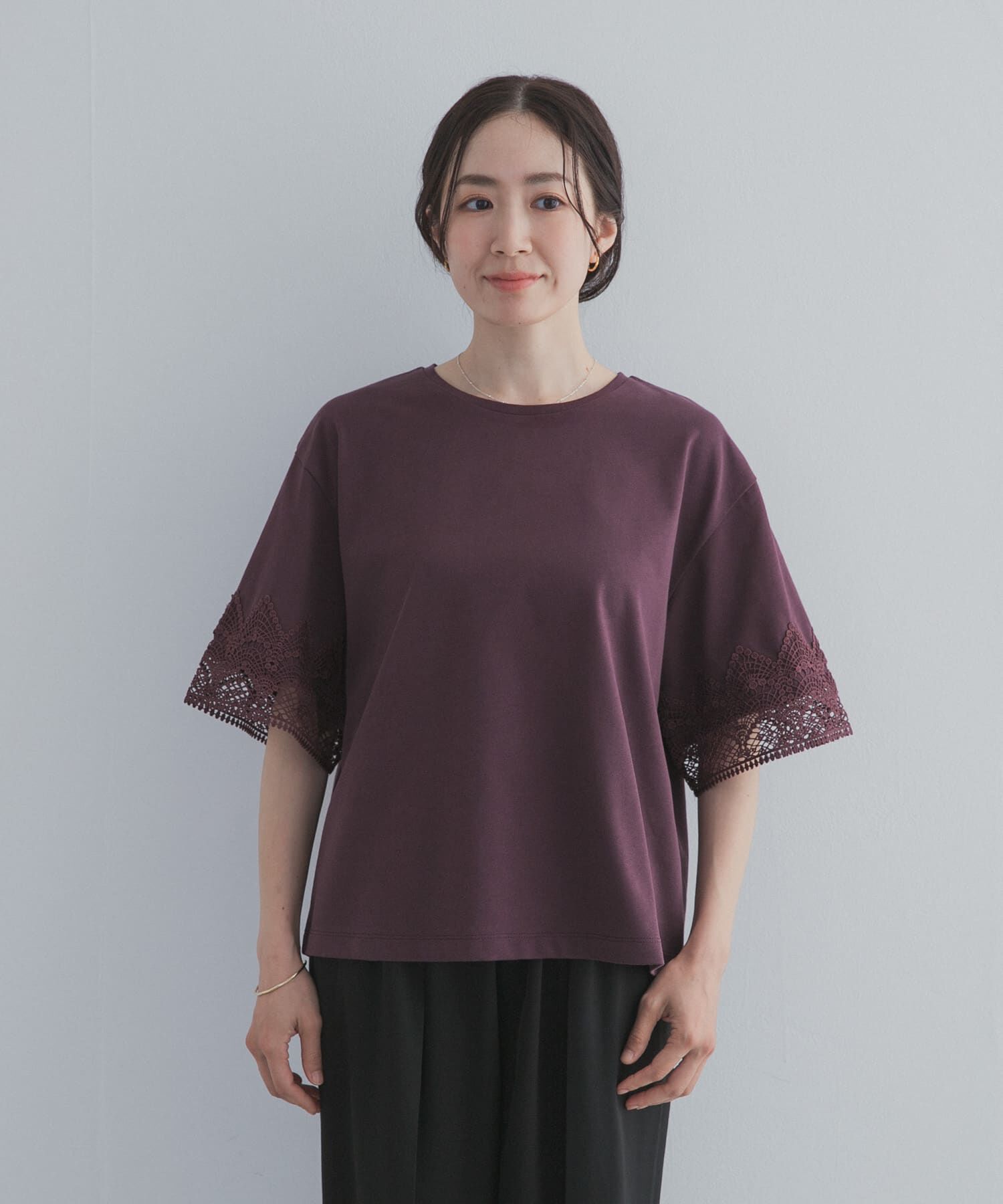 URBAN RESEARCH DOORS「レーススリーブTシャツ」|Tシャツ・カットソー|