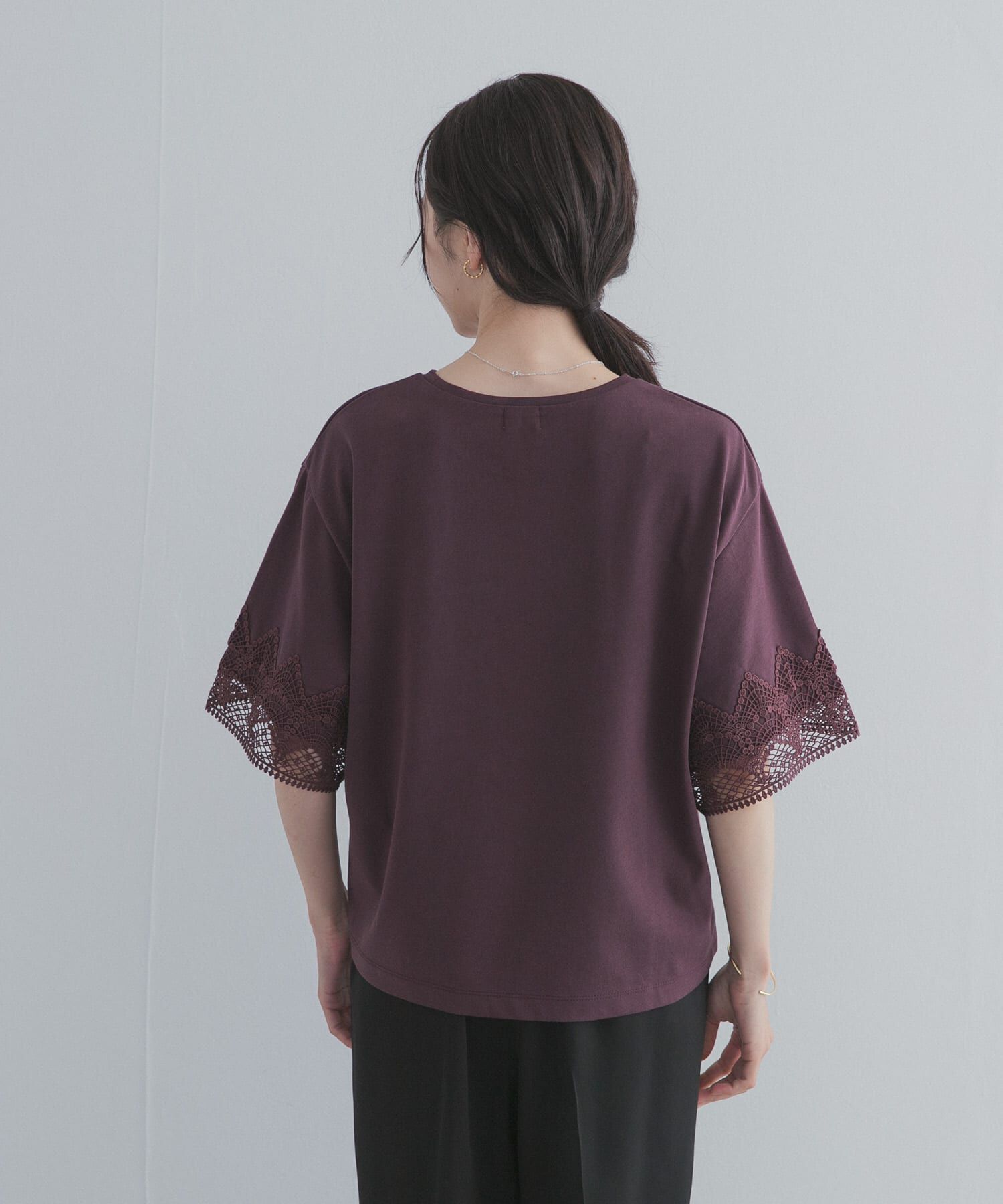 URBAN RESEARCH DOORS「レーススリーブTシャツ」|Tシャツ・カットソー|