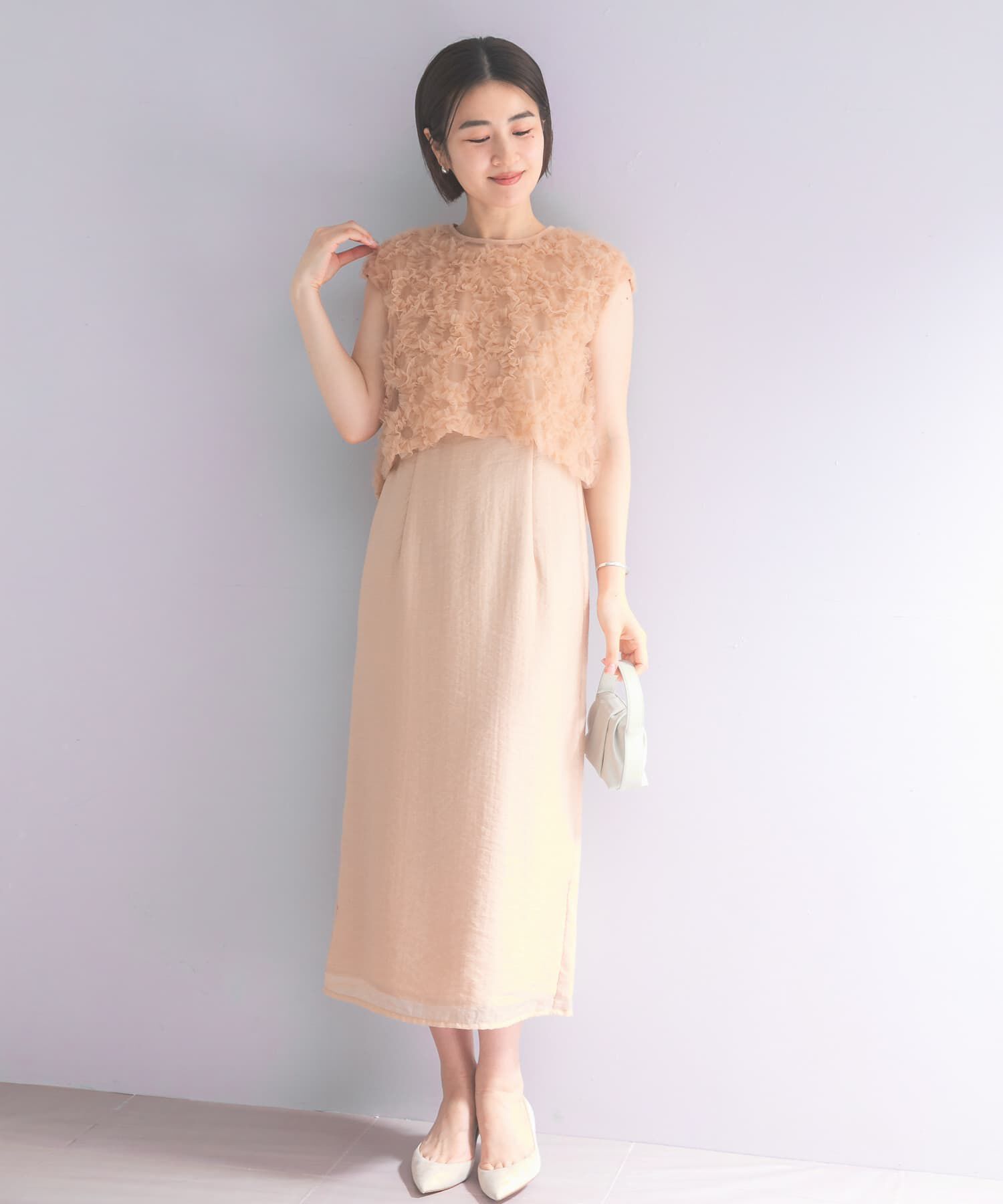 URBAN RESEARCH ROSSO「kaene　フラッフィーフラワーコンビドレス」|ワンピース|