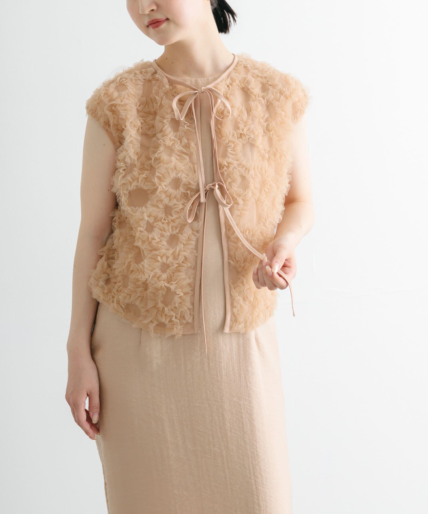 URBAN RESEARCH ROSSO「kaene　フラッフィーフラワーコンビドレス」|ワンピース|