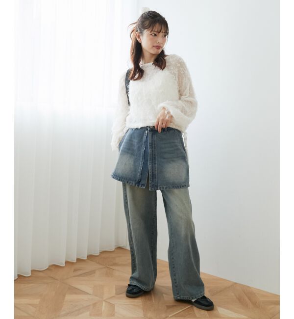 MAJESTICLEGON「エアリーフリンジドロストニット」|ニット・セーター|