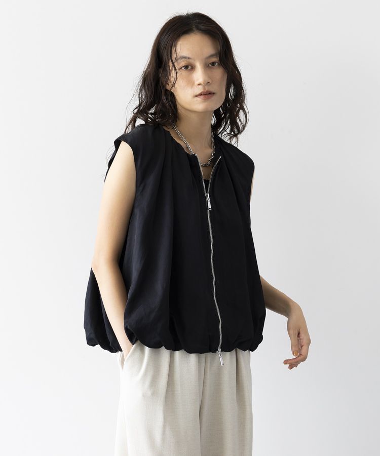 GARAGE OF GOOD CLOTHING「ネック＆ヘムギャザージレ」|ベスト・ジレ|Black