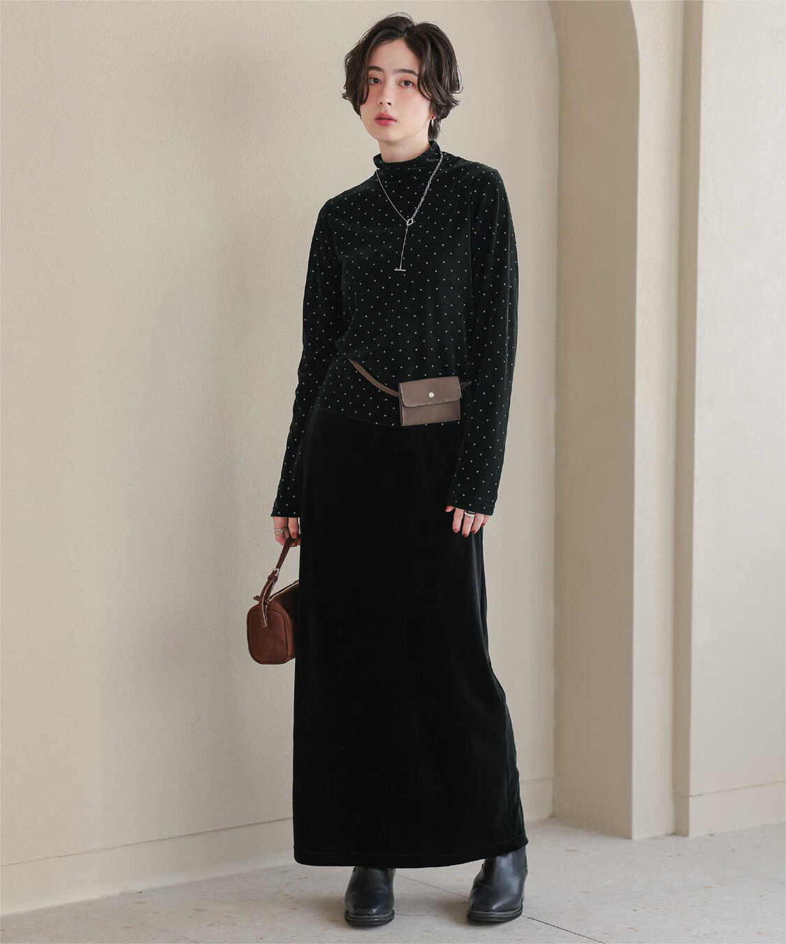 titivate「シアーベロアハイネックロングTシャツ」|Tシャツ・カットソー|