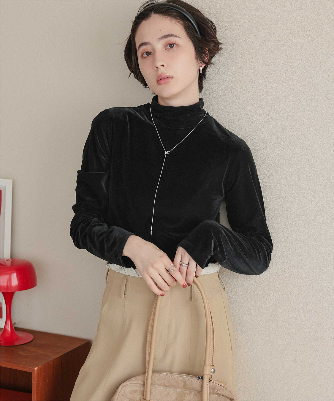 titivate「シアーベロアハイネックロングTシャツ」|Tシャツ・カットソー|