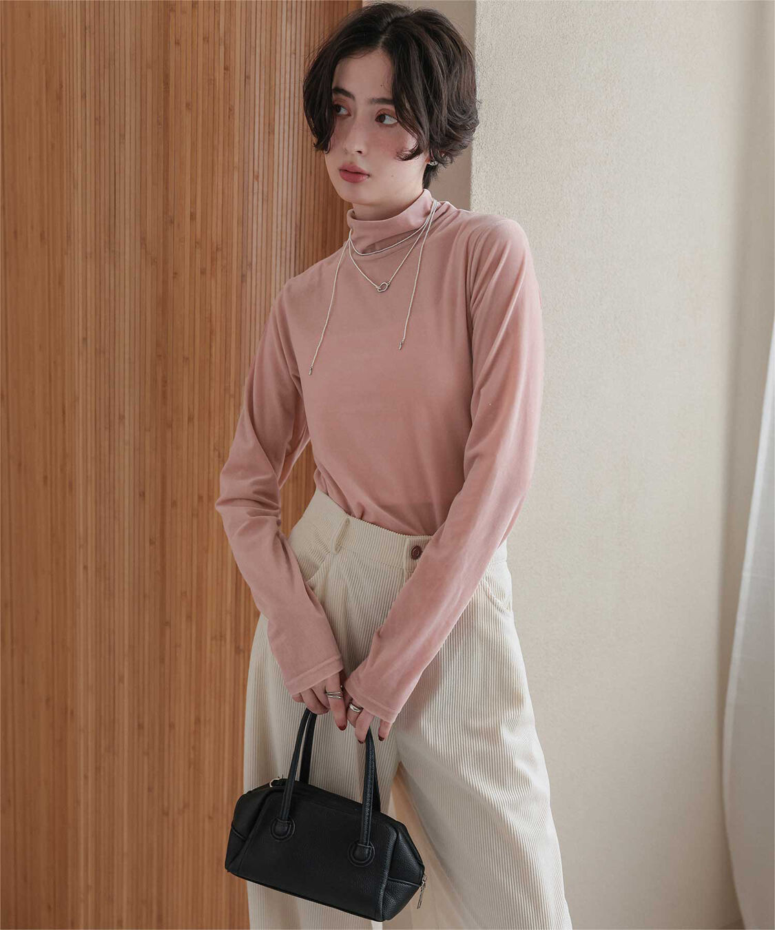 titivate「シアーベロアハイネックロングTシャツ」|Tシャツ・カットソー|