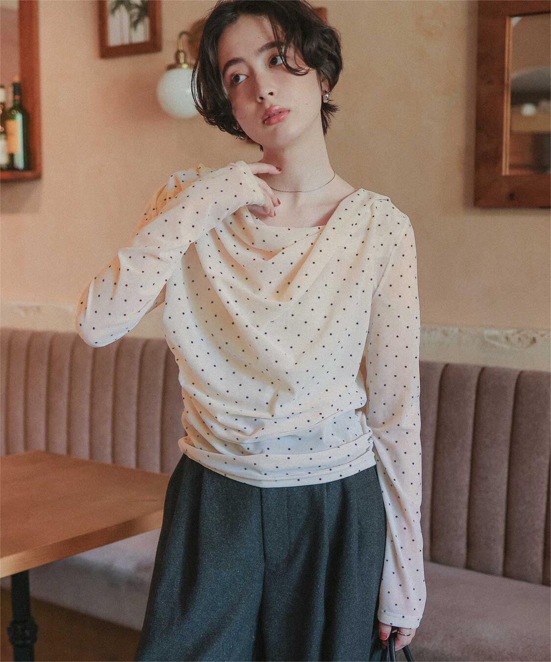 titivate「シアーベロアオフショルダートップス」|Tシャツ・カットソー|