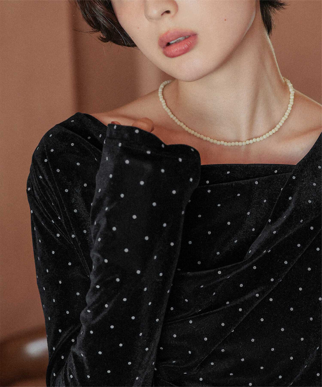titivate「シアーベロアオフショルダートップス」|Tシャツ・カットソー|