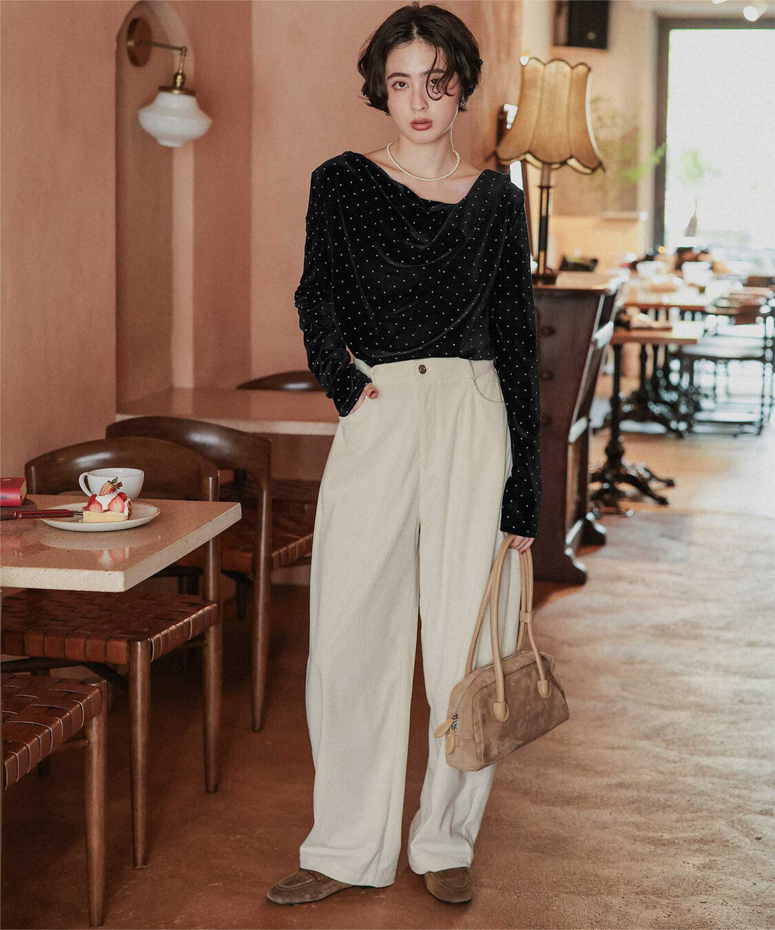 titivate「シアーベロアオフショルダートップス」|Tシャツ・カットソー|
