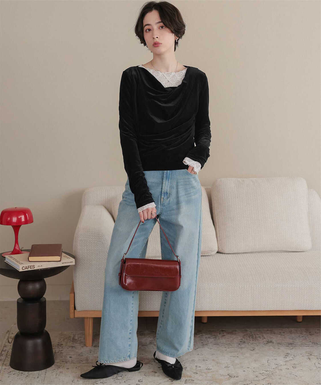 titivate「シアーベロアオフショルダートップス」|Tシャツ・カットソー|