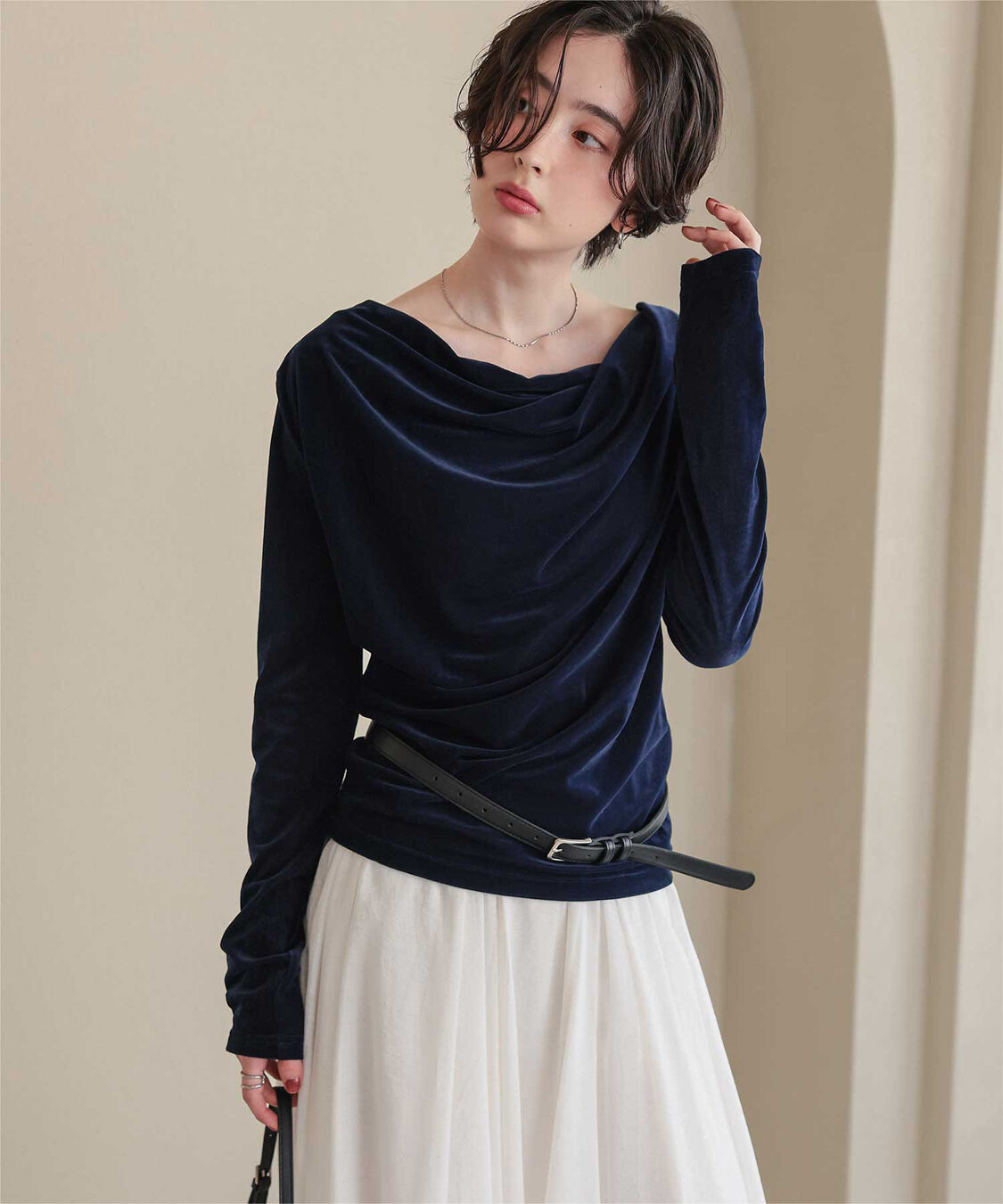 titivate「シアーベロアオフショルダートップス」|Tシャツ・カットソー|