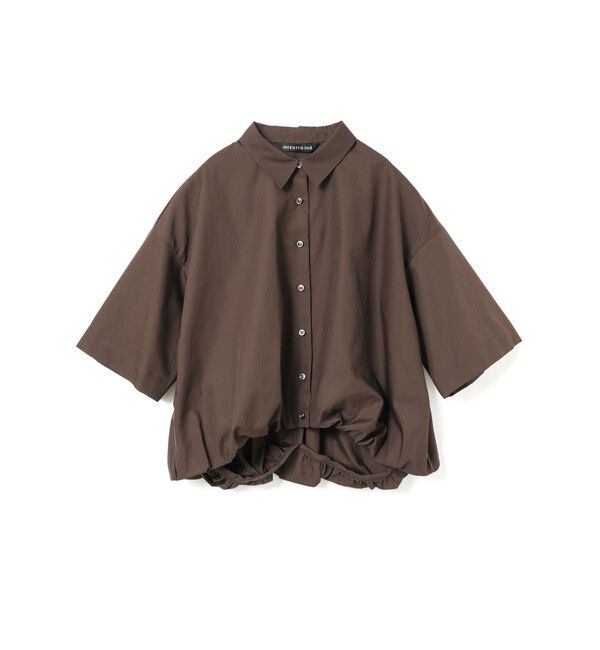 mizuiro ind「mizuiro ind ハーフスリーブバルーンシャツ」|シャツ・ブラウス|ブラウン