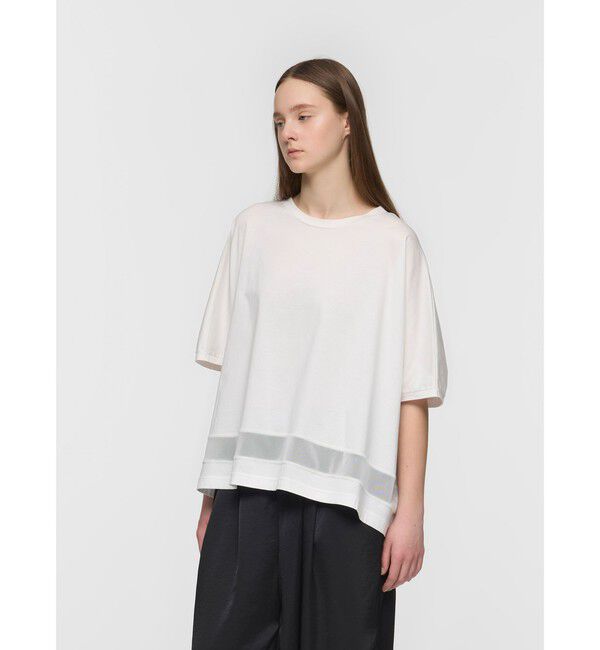 mizuiro ind「mizuiro ind メッシュヘムワイドプルオーバー」|Tシャツ・カットソー|