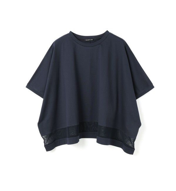 mizuiro ind「mizuiro ind メッシュヘムワイドプルオーバー」|Tシャツ・カットソー|ネイビー