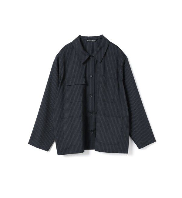 mizuiro ind「mizuiro ind カバーオール」|シャツ・ブラウス|ネイビーストライプA