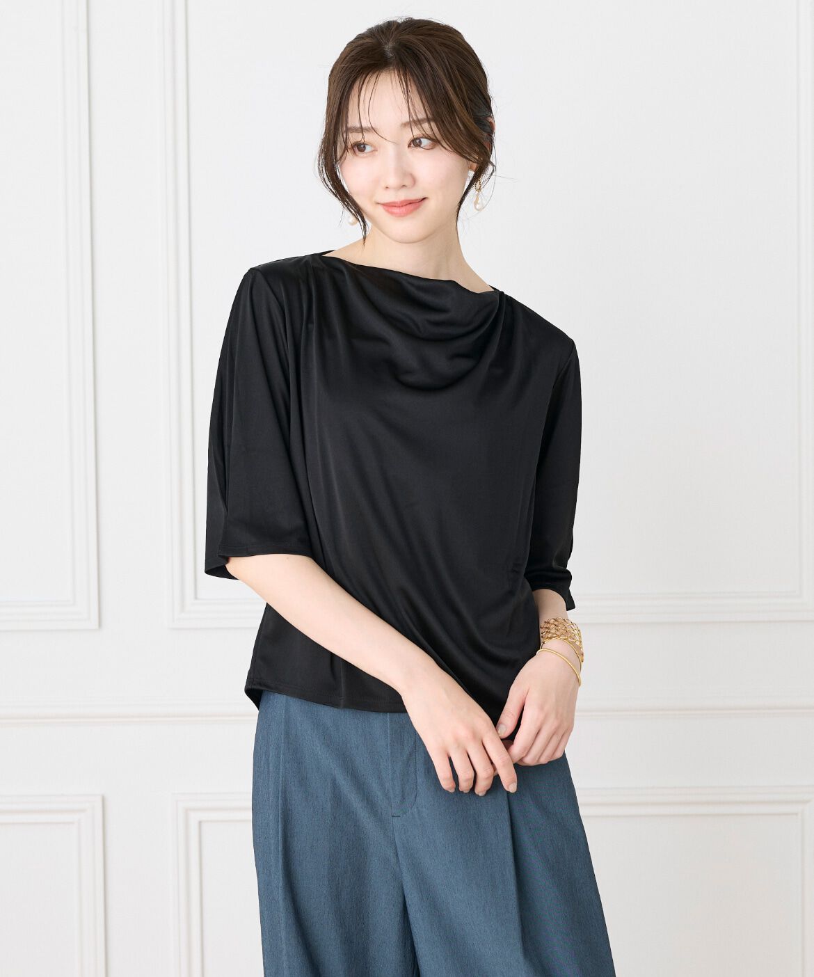Le Souk「《大きいサイズ》サテンドレーププルオーバー《日本製》」|Tシャツ・カットソー|