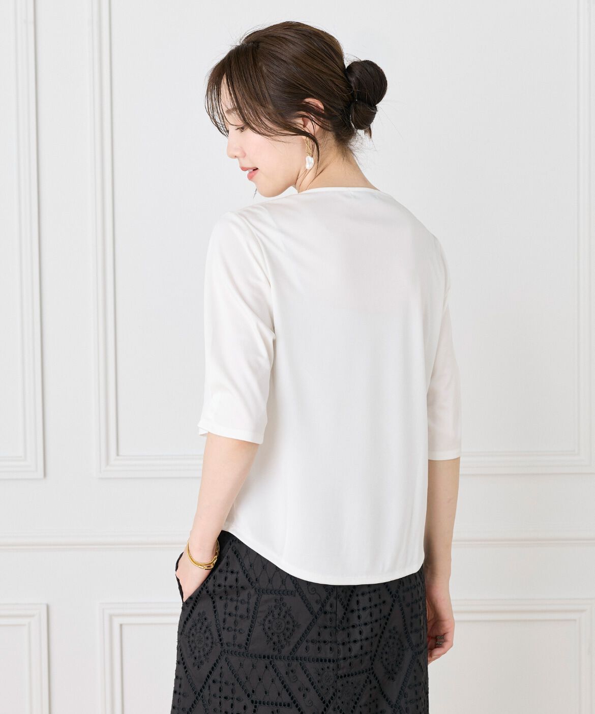 Le Souk「《大きいサイズ》サテンドレーププルオーバー《日本製》」|Tシャツ・カットソー|