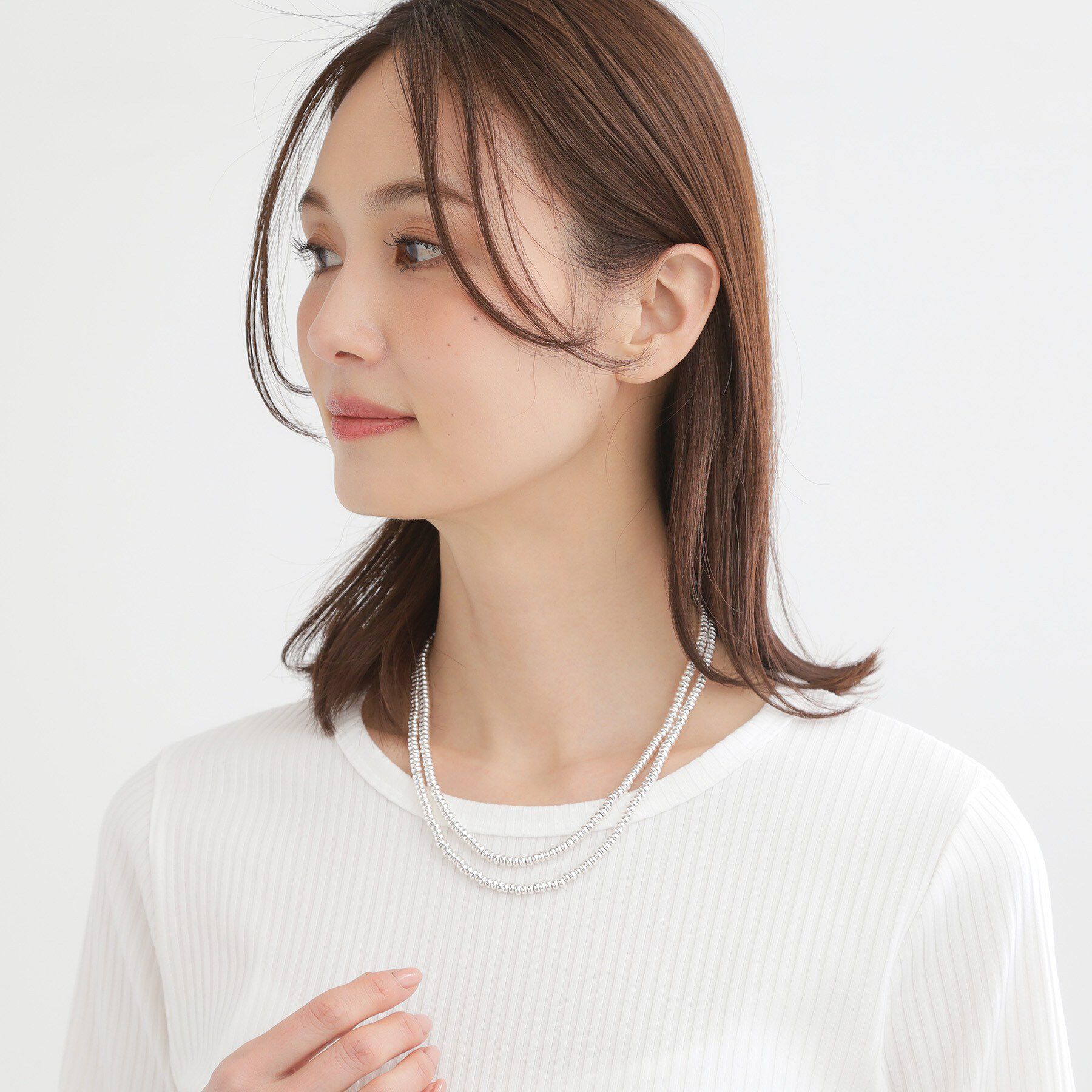 Reflect「シルバービーズロングネックレス」|ネックレス|