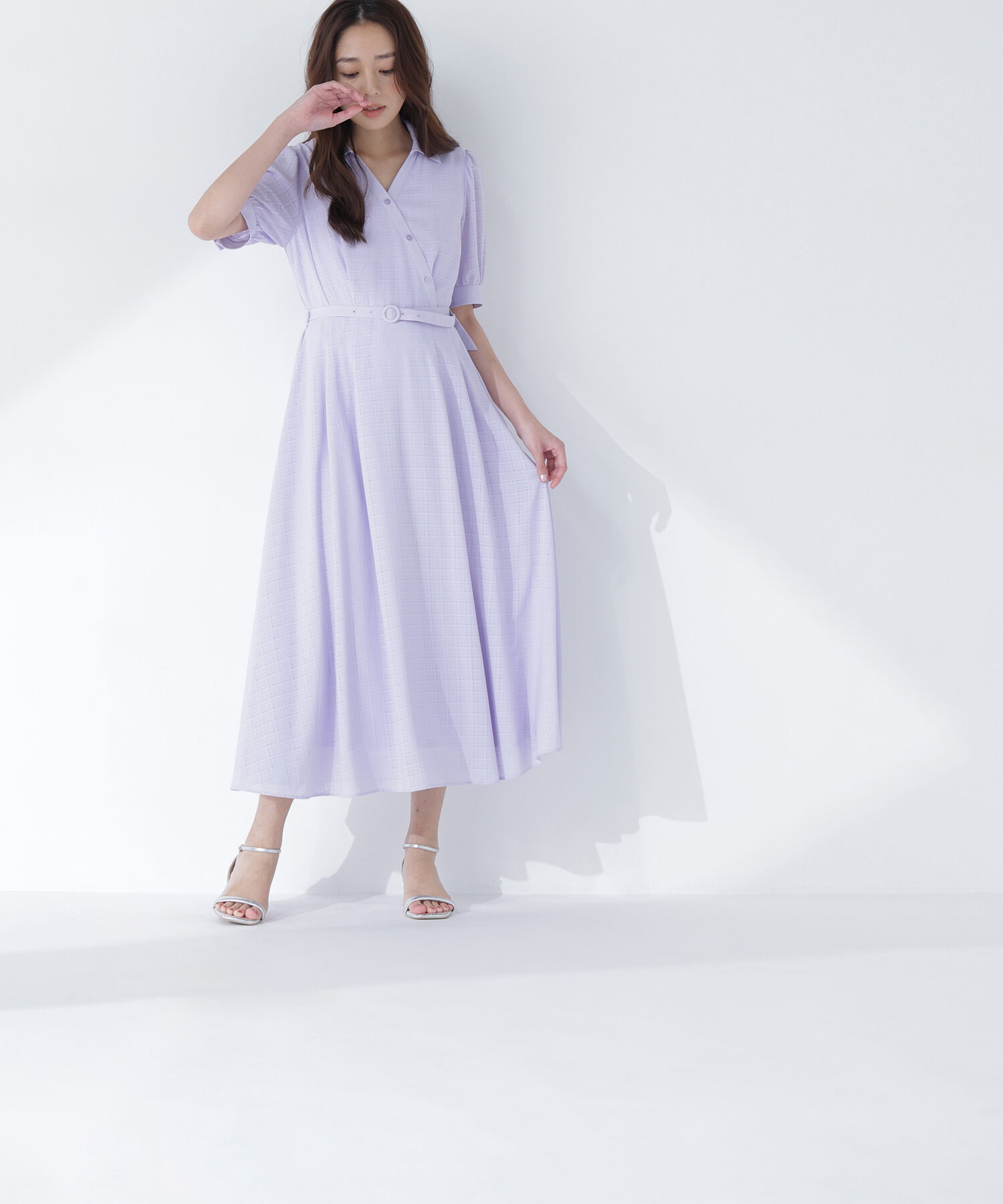  「シャドーチェックカシュクールワンピース」|ワンピース|