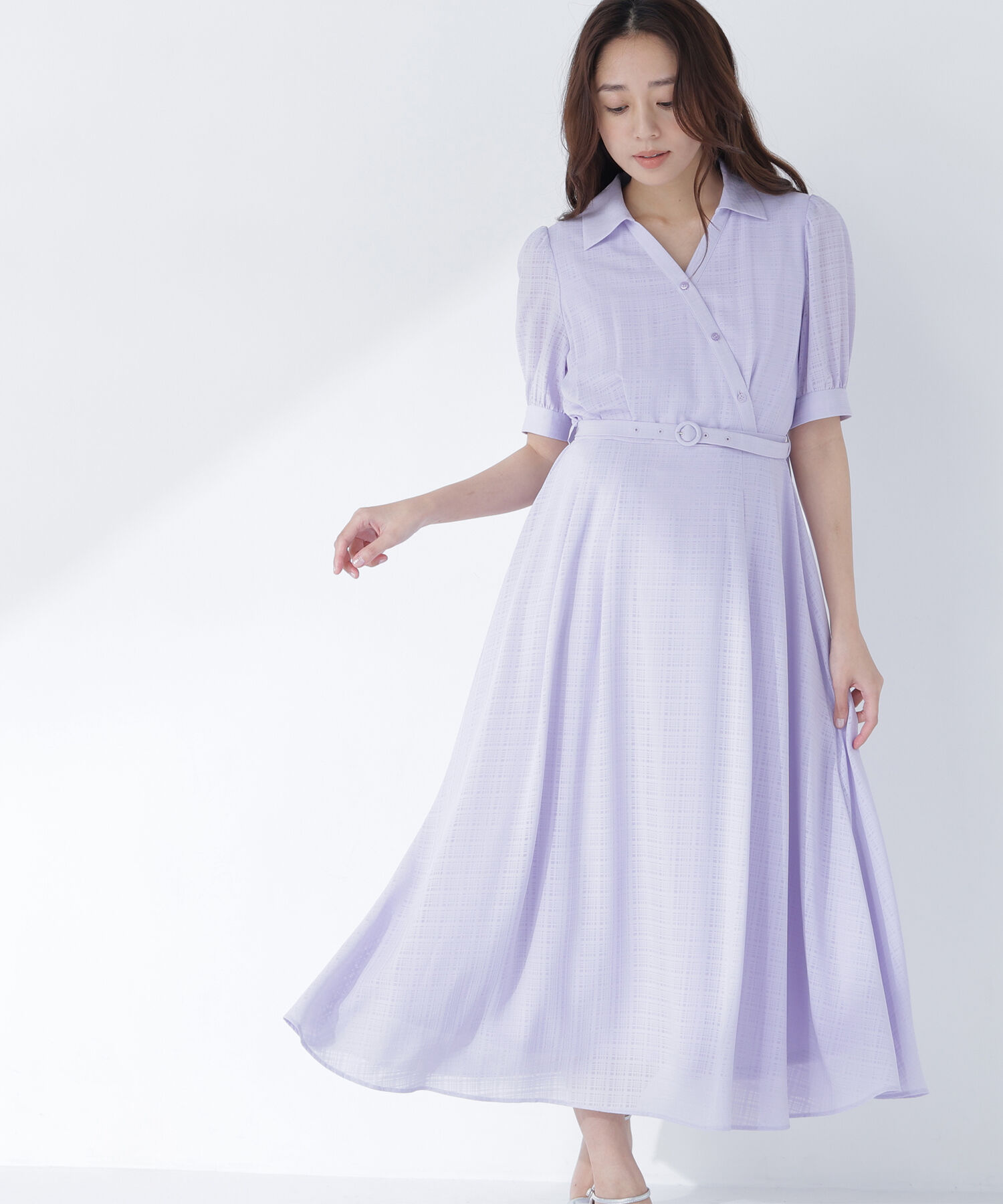  「シャドーチェックカシュクールワンピース」|ワンピース|