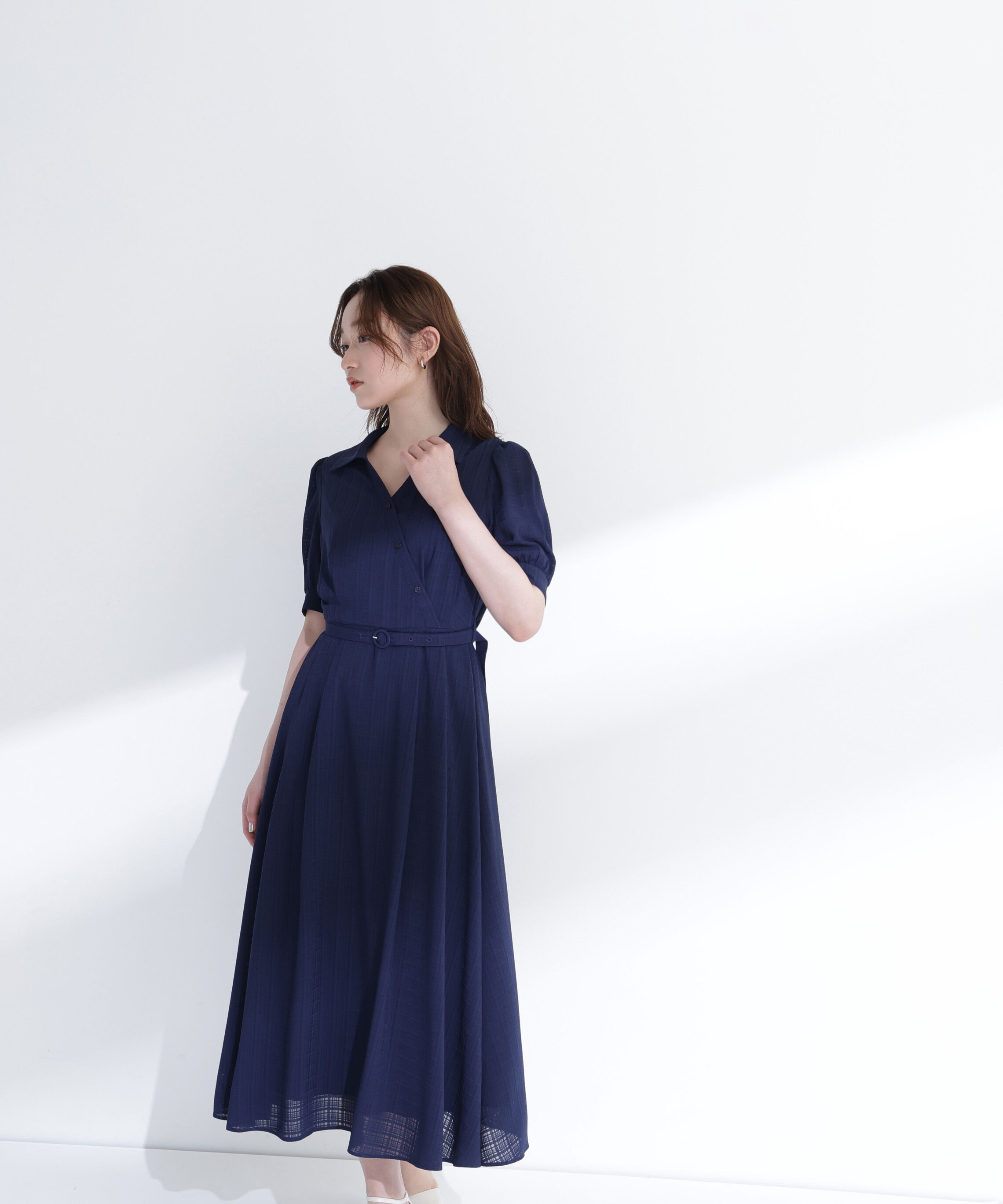  「シャドーチェックカシュクールワンピース」|ワンピース|