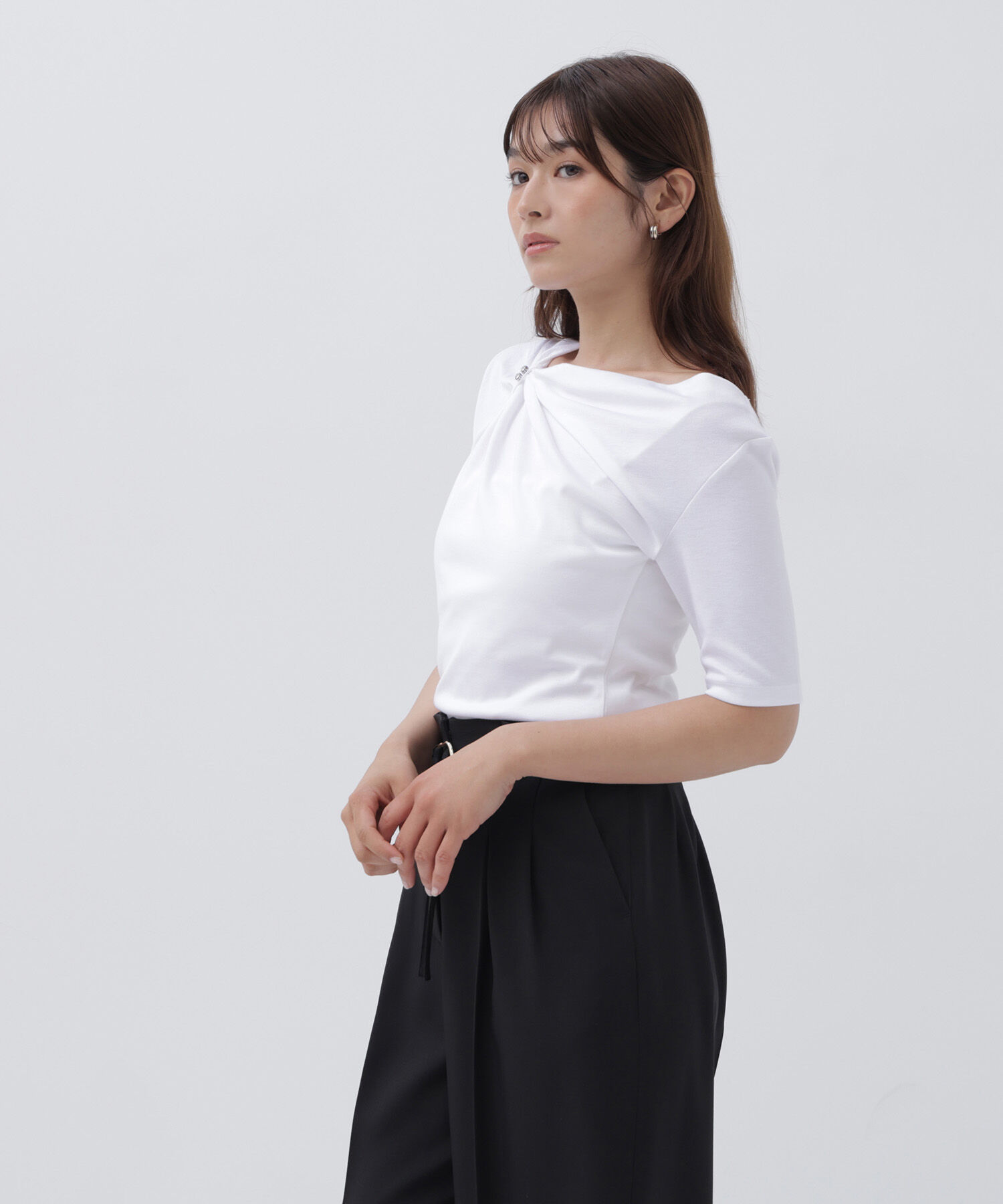  「アシメドレープカットソー」|Tシャツ・カットソー|