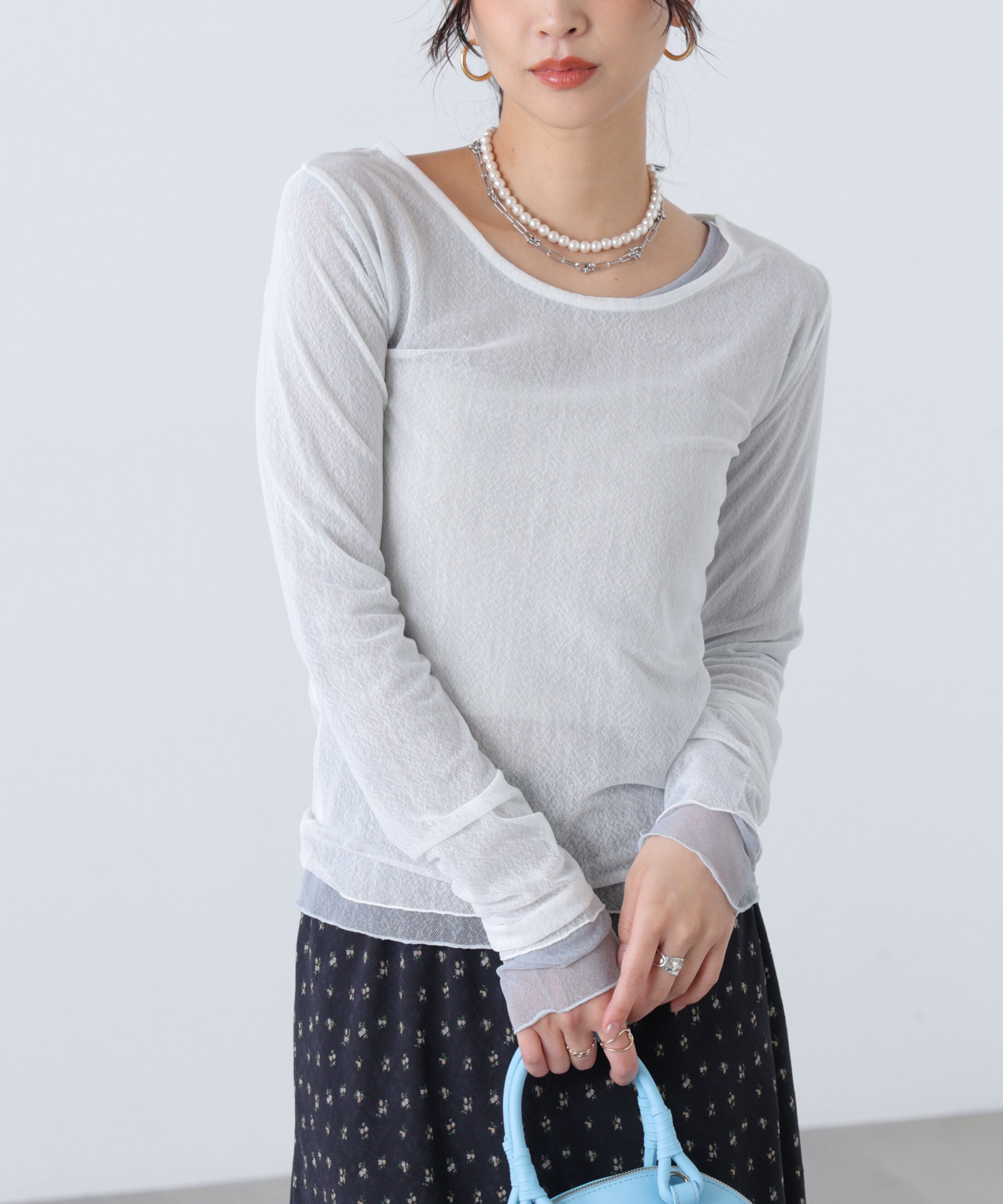  「フロッキードットチュールシアーカットソー」|Tシャツ・カットソー|
