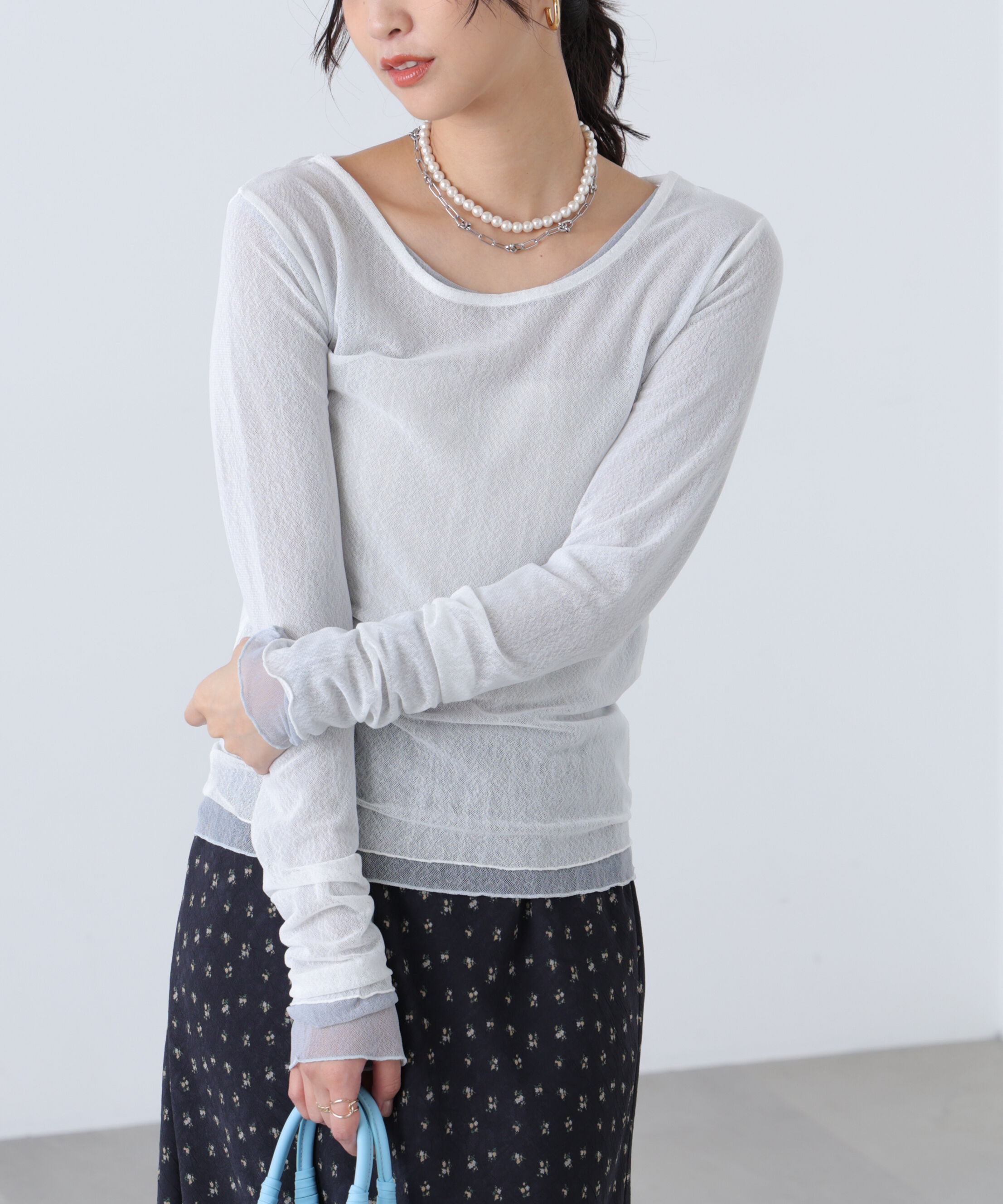  「フロッキードットチュールシアーカットソー」|Tシャツ・カットソー|