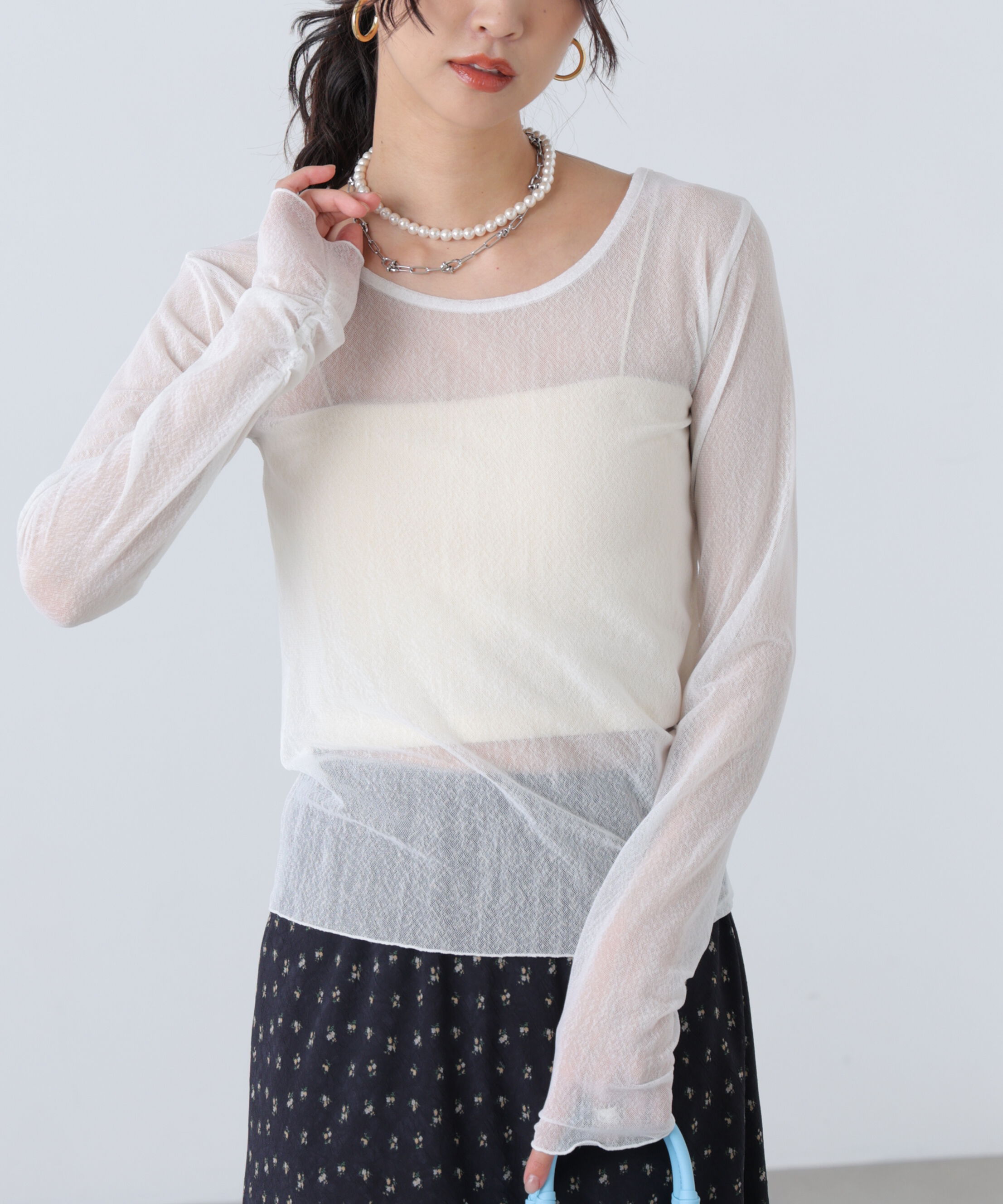  「フロッキードットチュールシアーカットソー」|Tシャツ・カットソー|