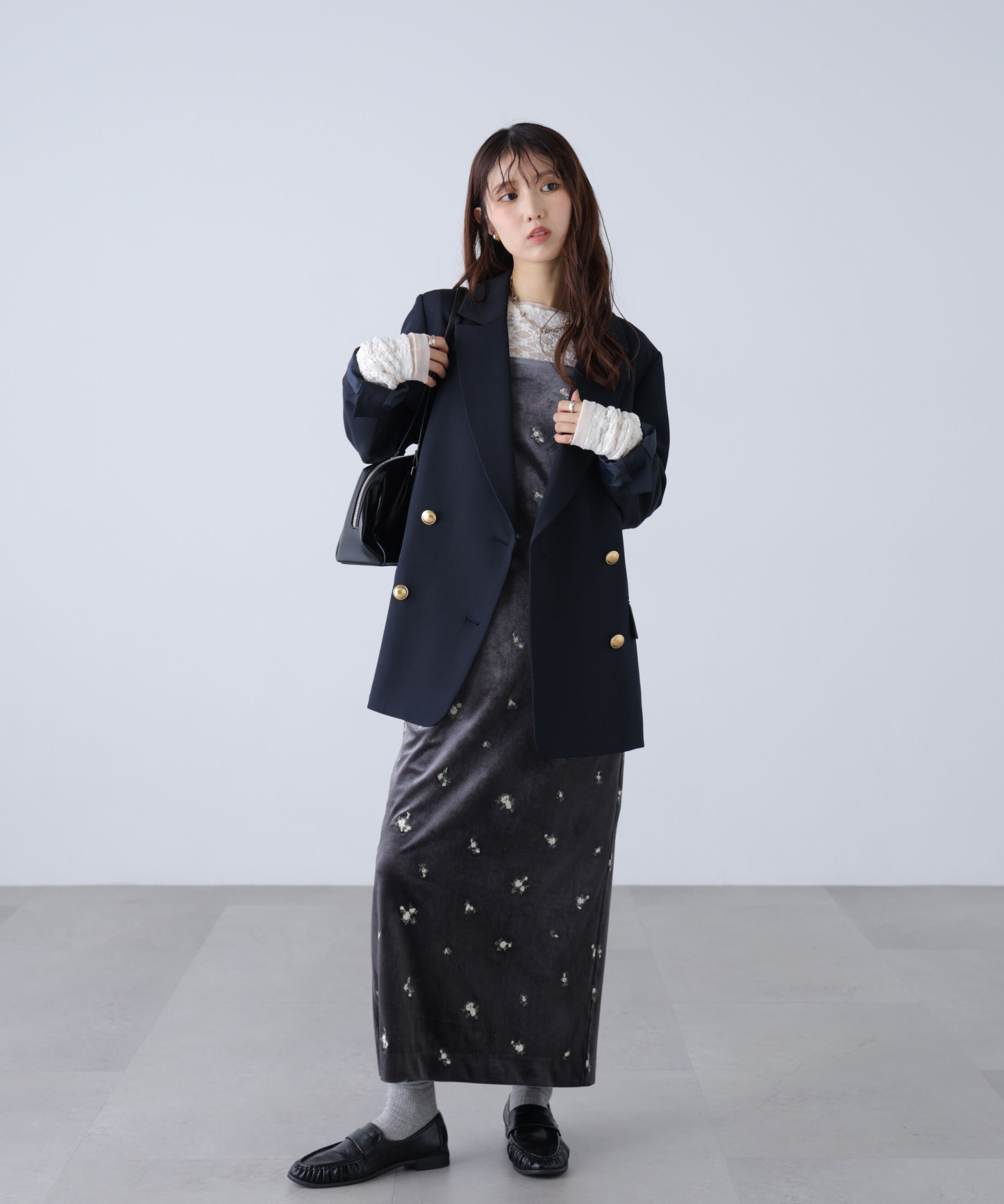  「2ストラップベロアキャミワンピース」|ワンピース|