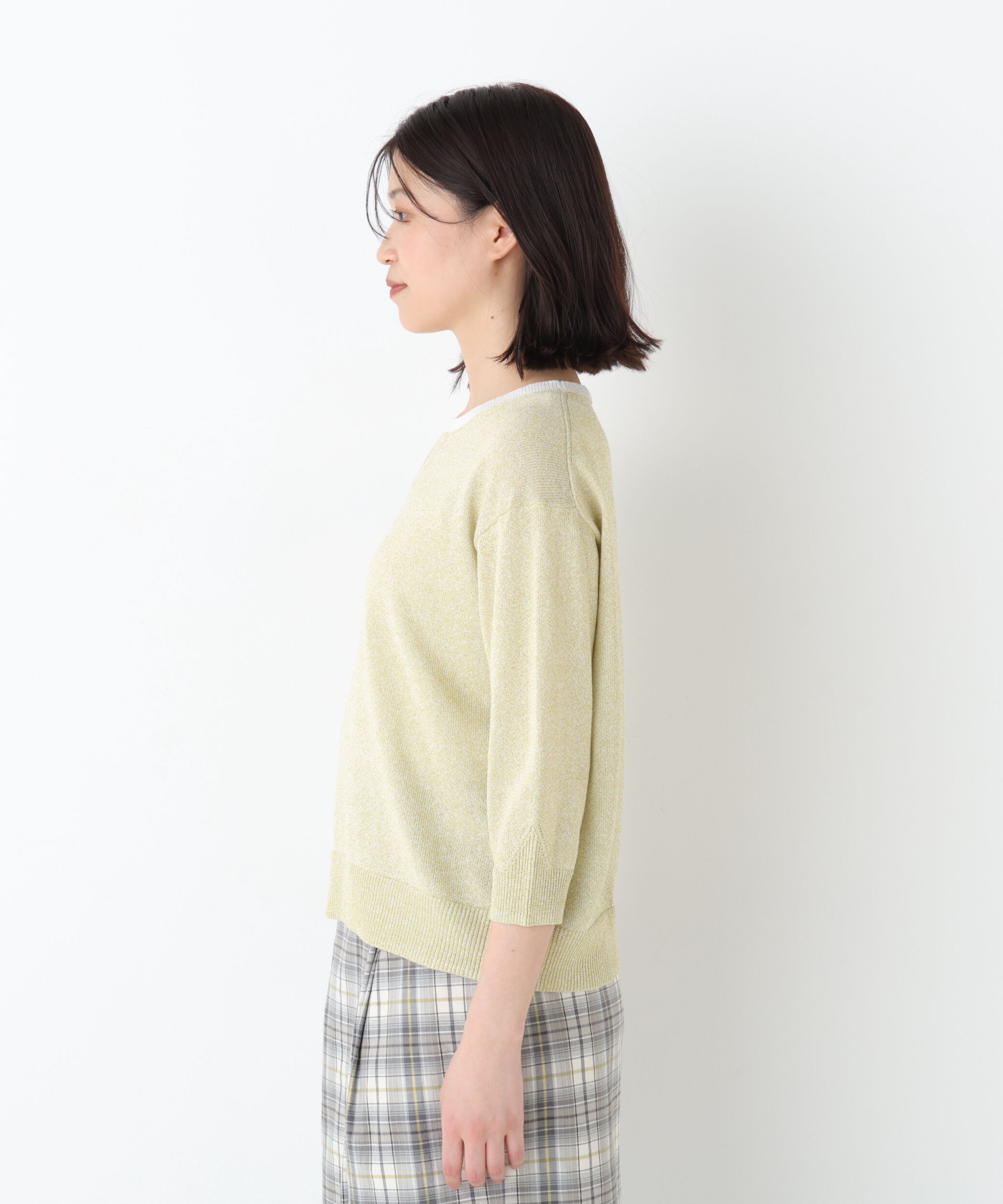  「◆《名品 / 洗える》　ペーパーヤーンクルーネックプルオーバー」|ニット・セーター|