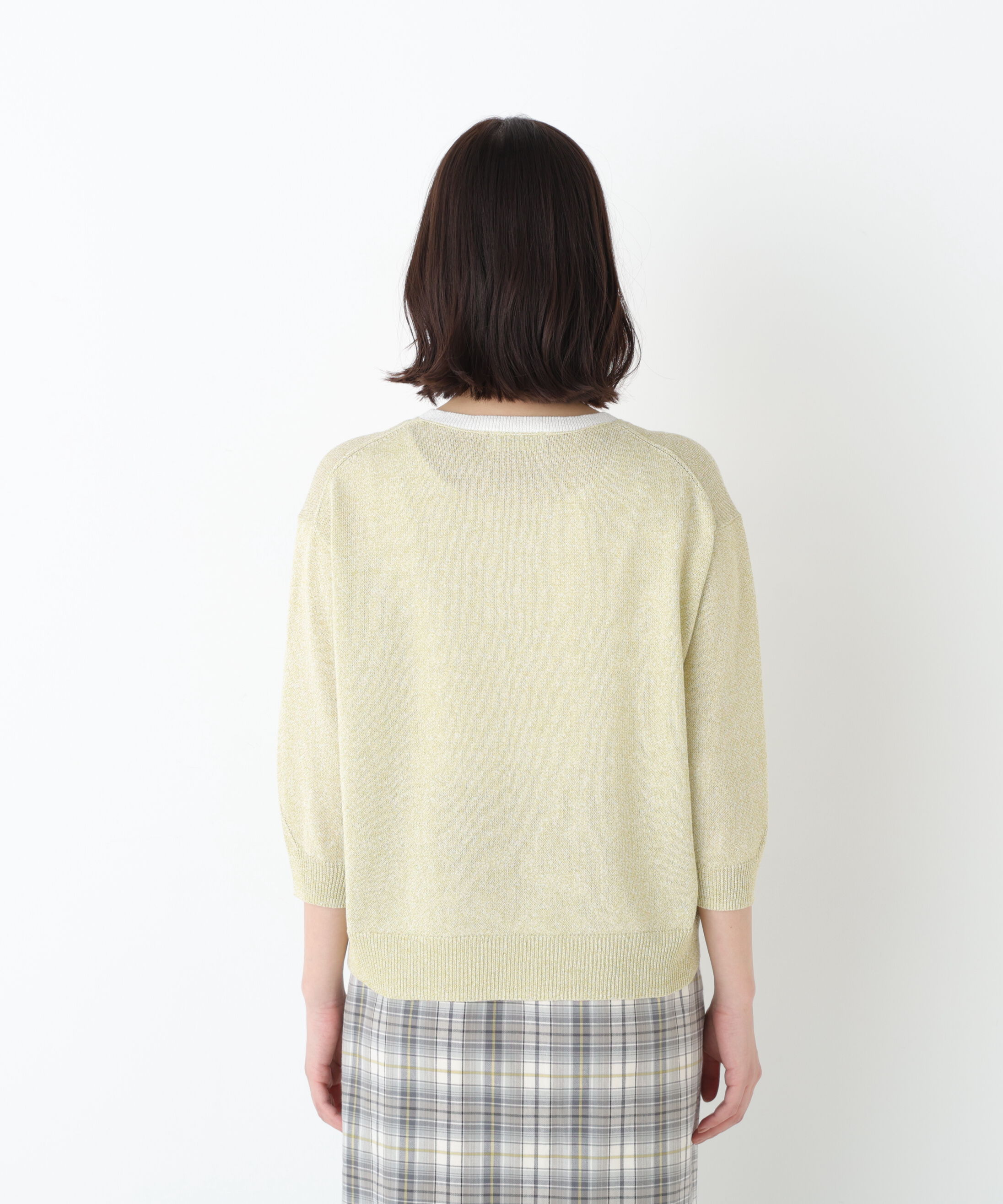  「◆《名品 / 洗える》　ペーパーヤーンクルーネックプルオーバー」|ニット・セーター|