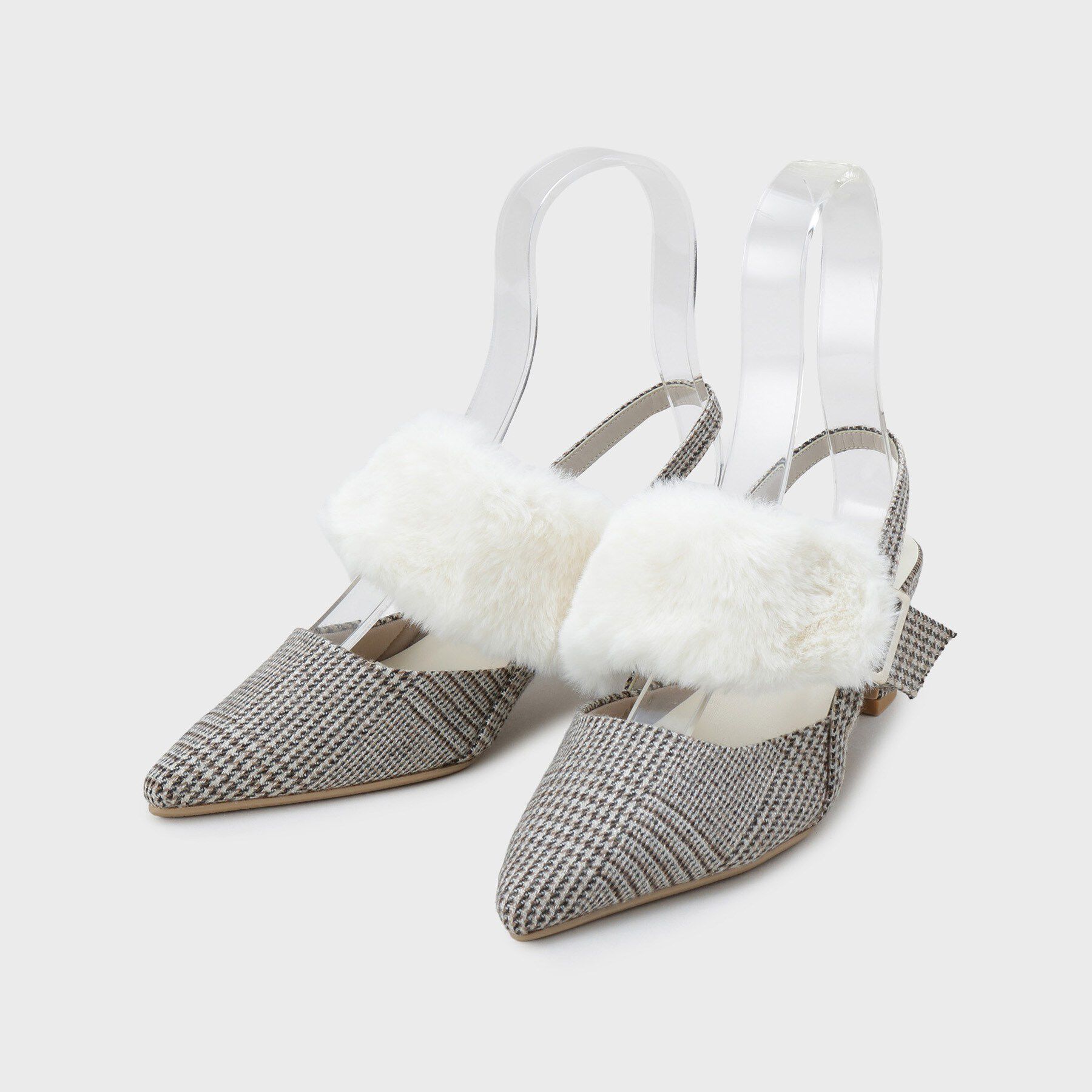 ESPERANZA「【Fur Collection】ファー付き2WAYスリングバックミュールパンプス」|パンプス|