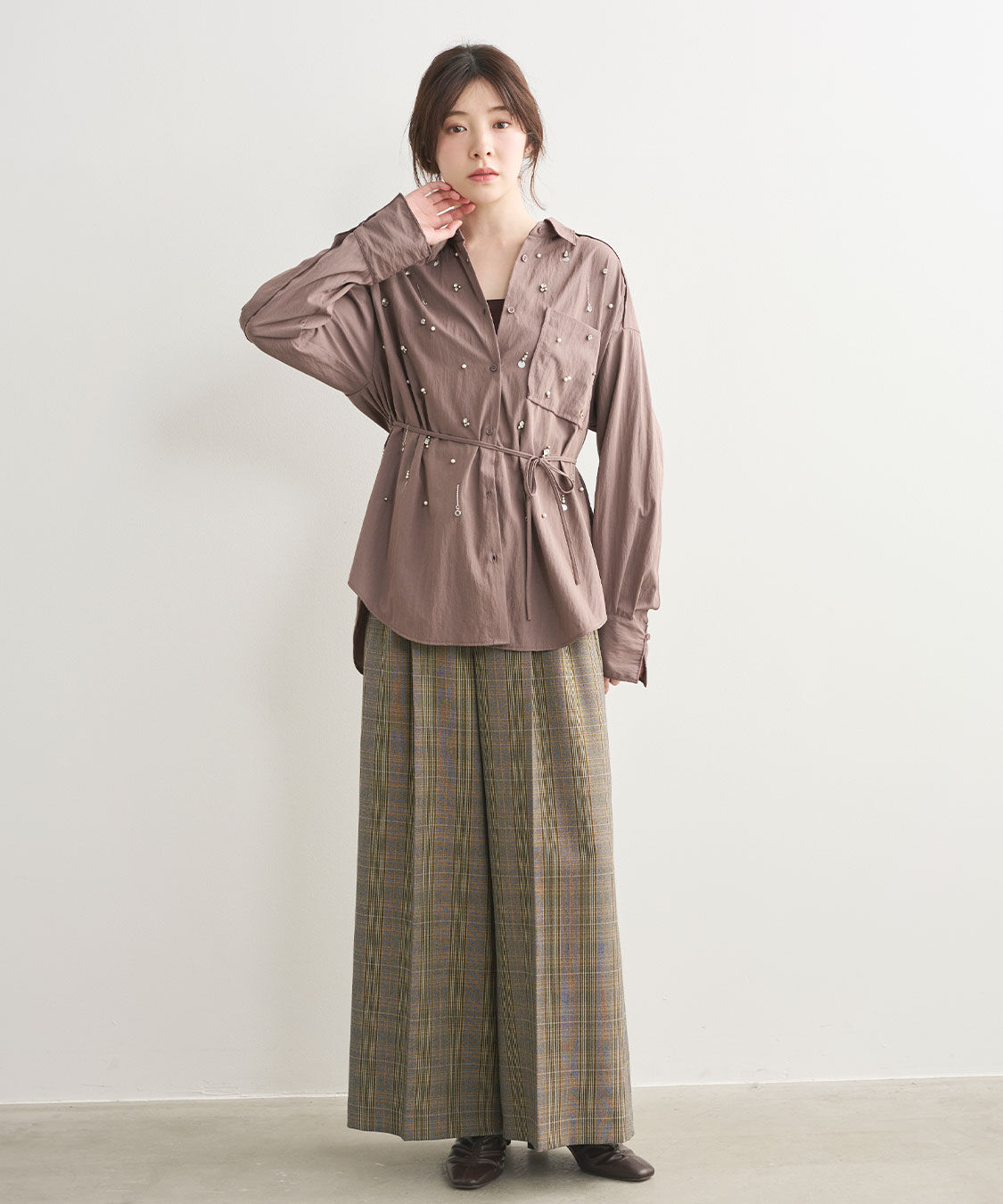 COCO DEAL「チェックハイウエストパンツ」|スラックス|