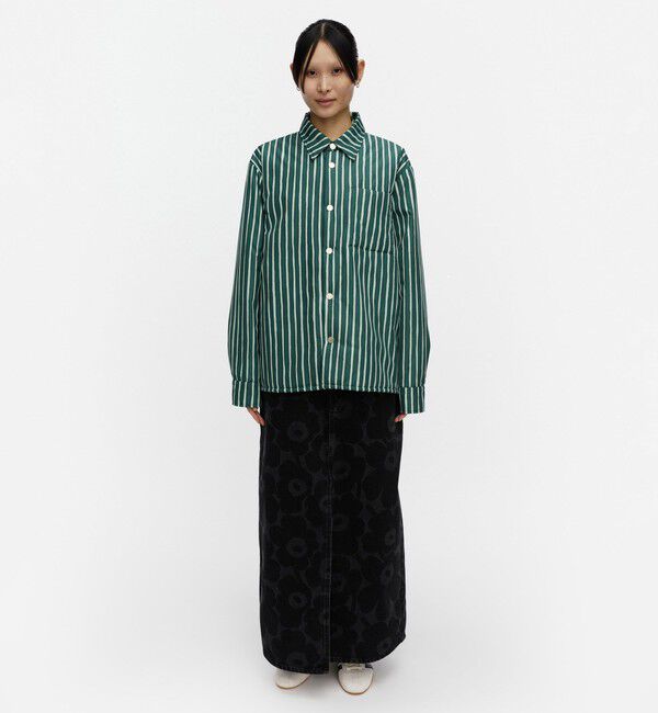 Marimekko「Seura Piccolo オーバーシャツ」|その他|ﾀﾞｰｸｸﾞﾘｰﾝ&times;ﾗｲﾄｸﾞﾘｰﾝ